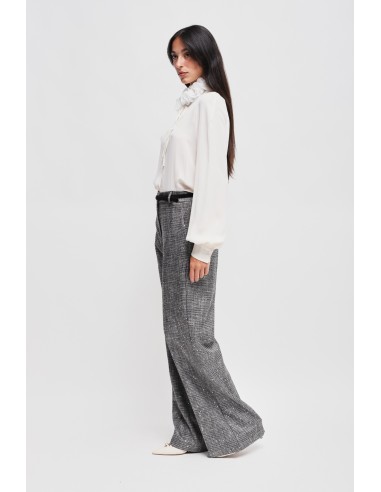Pantalon Prince of Wales Palace avec micro paillettes et ceinture Maryley