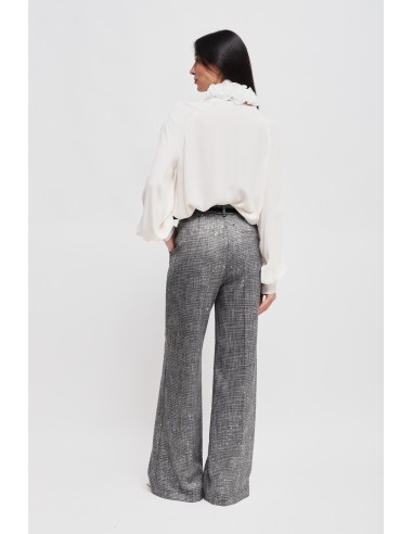 Pantalon Prince of Wales Palace avec micro paillettes et ceinture Maryley
