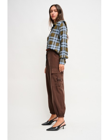 Pantalon cargo en viscose avec ceinture Maryley