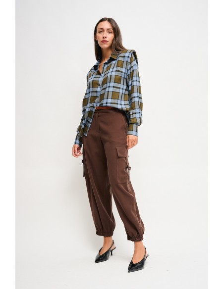 Pantalon cargo en viscose avec ceinture Maryley
