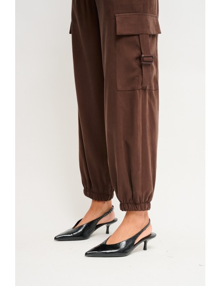 Pantalon cargo en viscose avec ceinture Maryley