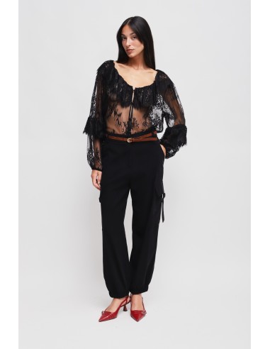 Pantalon cargo en viscose avec ceinture Maryley