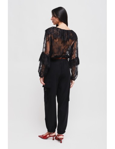 Pantalon cargo en viscose avec ceinture Maryley