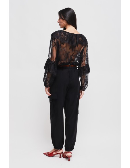 Pantalon cargo en viscose avec ceinture Maryley