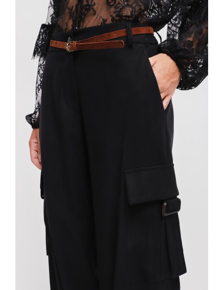 Pantalon cargo en viscose avec ceinture Maryley