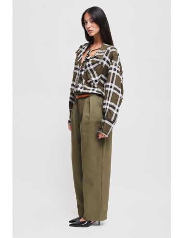 Pantalon ballon en coton avec pinces et ceinture Maryley