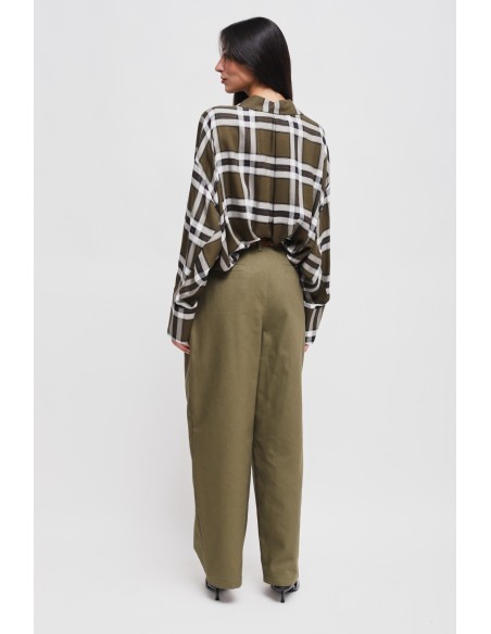 Pantalon ballon en coton avec pinces et ceinture Maryley