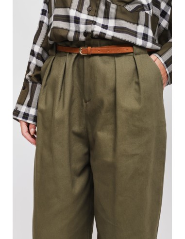 Pantalon ballon en coton avec pinces et ceinture Maryley