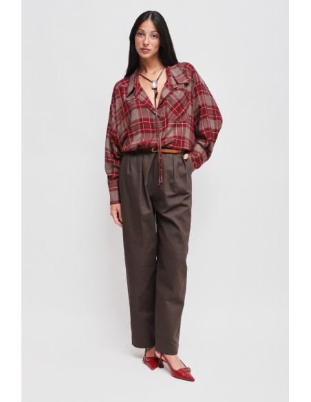 Pantalon ballon en coton avec pinces et ceinture Maryley