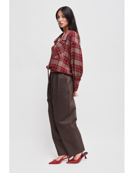 Pantalon ballon en coton avec pinces et ceinture Maryley