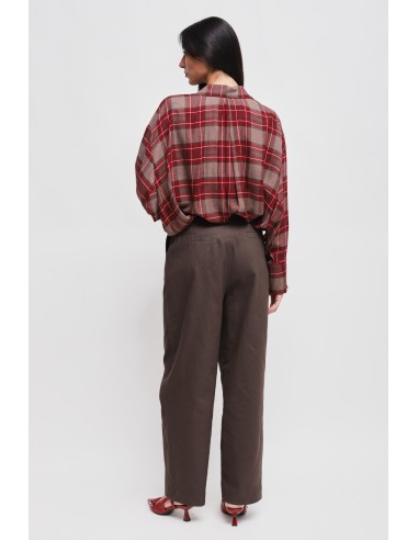 Pantalon ballon en coton avec pinces et ceinture Maryley