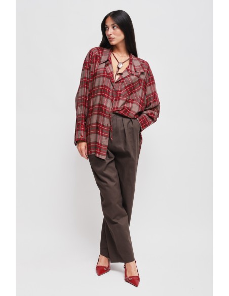 Pantalon ballon en coton avec pinces et ceinture Maryley