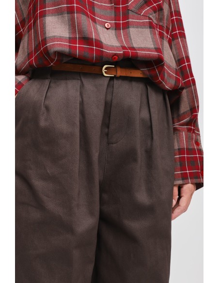 Pantalon ballon en coton avec pinces et ceinture Maryley