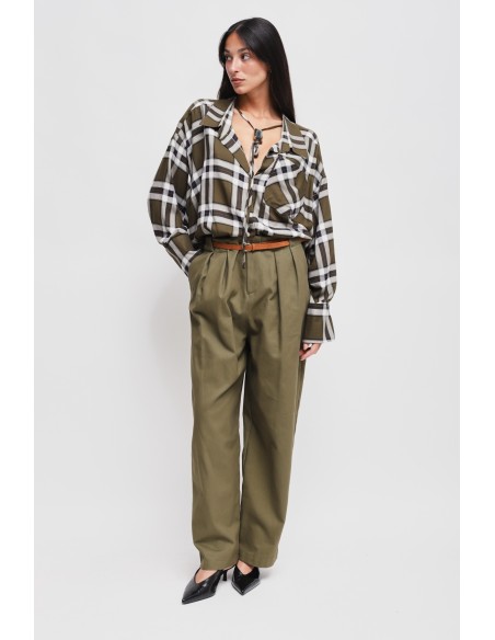 Pantalon ballon en coton avec pinces et ceinture Maryley