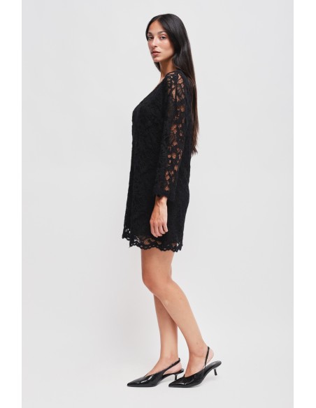 Maryley - Robe courte à manches longues en dentelle
