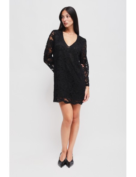 Maryley - Robe courte à manches longues en dentelle
