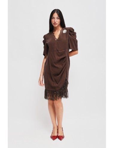 Robe courte drapée avec détails en dentelle Maryley