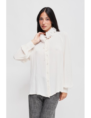Maryley-viscoseblouse met victoriaanse kraag