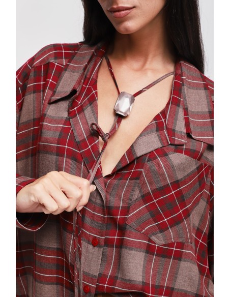 Chemise à carreaux avec lacets Maryley