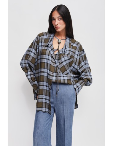 Chemise à carreaux avec lacets Maryley