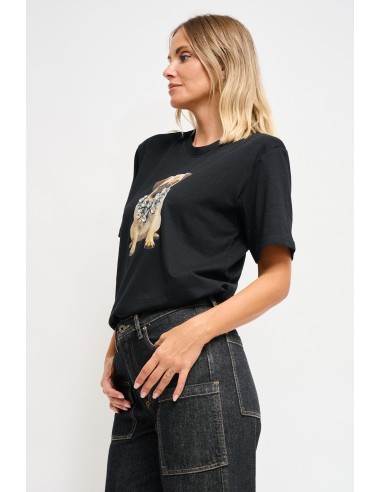 T-shirt en coton avec imprimé et strass Maryley
