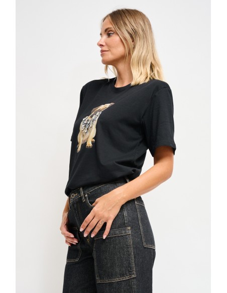 T-shirt en coton avec imprimé et strass Maryley