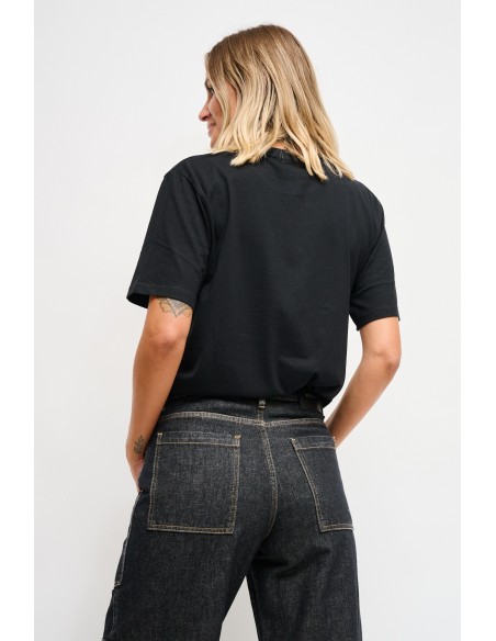 T-shirt en coton avec imprimé et strass Maryley