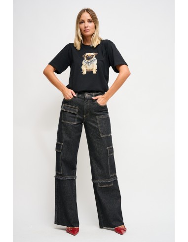 T-shirt en coton avec imprimé et strass Maryley