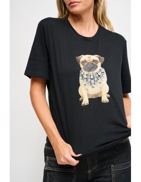 Katoenen T-shirt met print en strass-steentjes van Maryley
