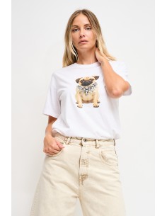T-shirt en coton avec imprimé et strass Maryley