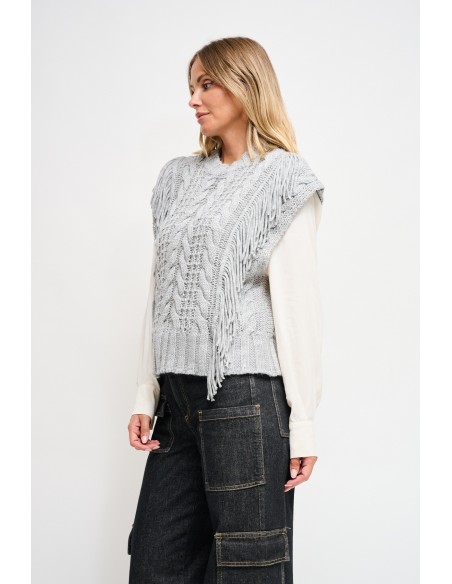 Gebreid vest met franjes Maryley