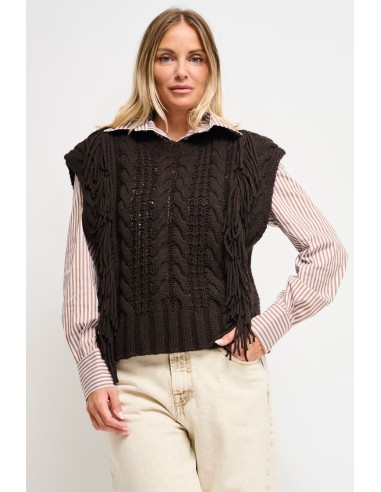 Gilet en tricot à franges Maryley