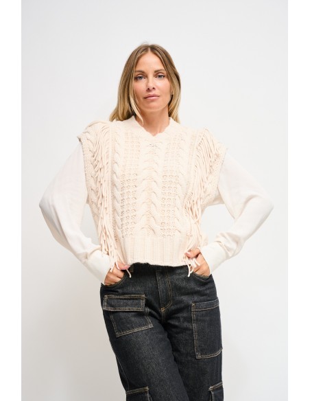 Gilet en tricot à franges Maryley
