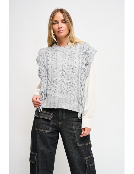 Gilet en tricot à franges Maryley