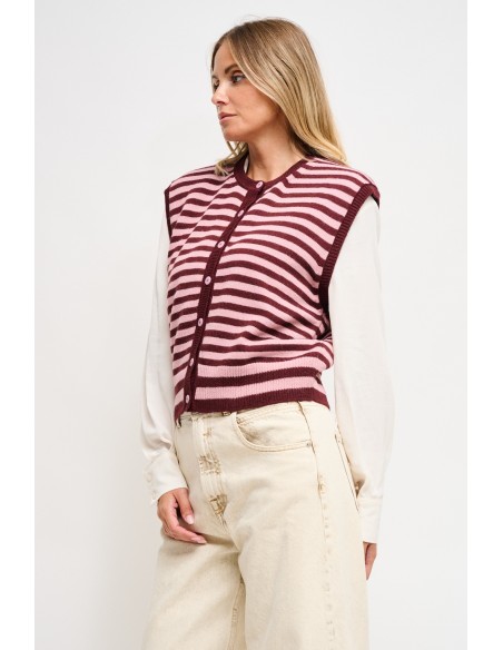 Gestreept gebreid vest Maryley