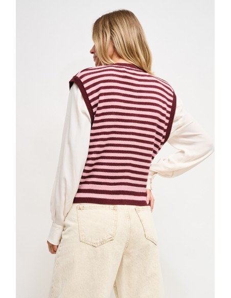 Gestreept gebreid vest Maryley
