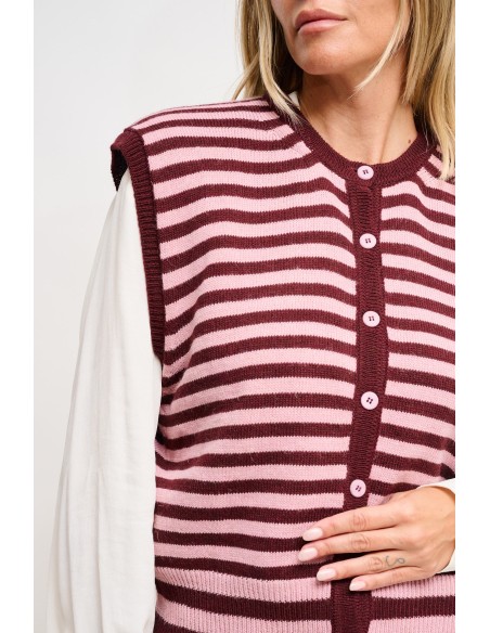 Gestreept gebreid vest Maryley
