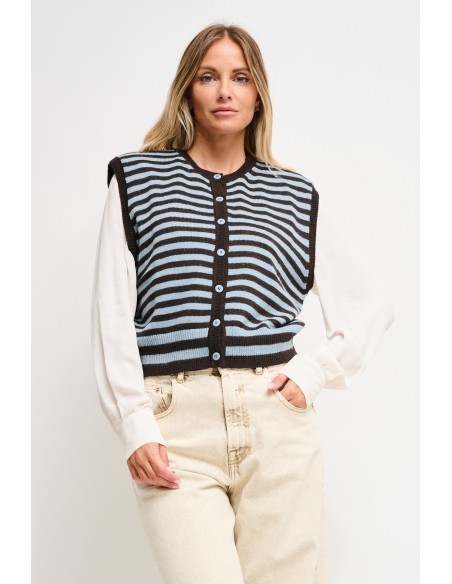 Gilet en maille rayée Maryley