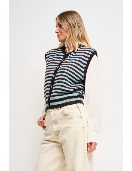 Gestreept gebreid vest Maryley
