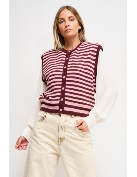 Gestreept gebreid vest Maryley