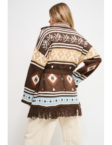 Cardigan à motifs géométriques avec ceinture Maryley