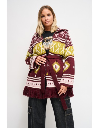 Cardigan met geometrisch patroon en ceintuur van Maryley