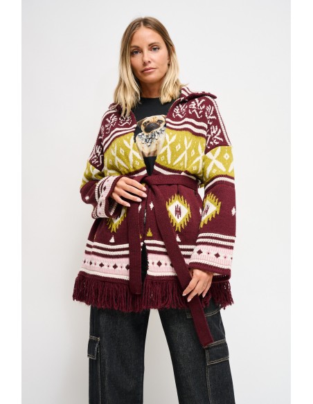 Cardigan à motifs géométriques avec ceinture Maryley