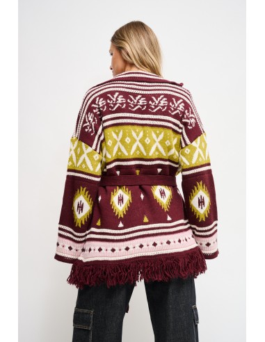 Cardigan met geometrisch patroon en ceintuur van Maryley