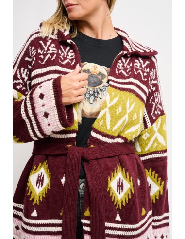 Cardigan met geometrisch patroon en ceintuur van Maryley