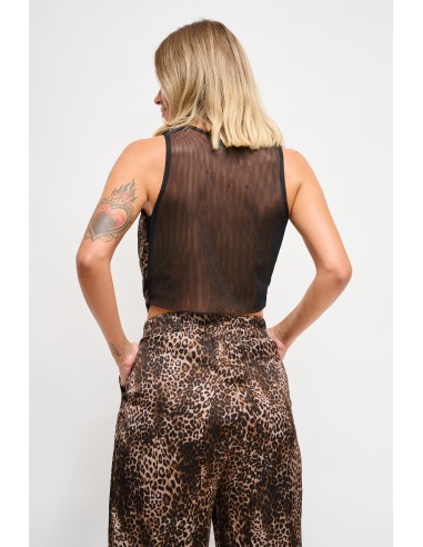 Luipaardprint top van viscose met gedrapeerde halslijn Maryley