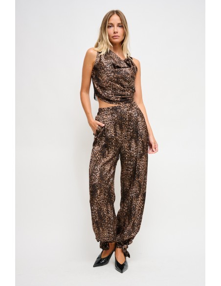 Maryley - Pantalon en viscose imprimé léopard