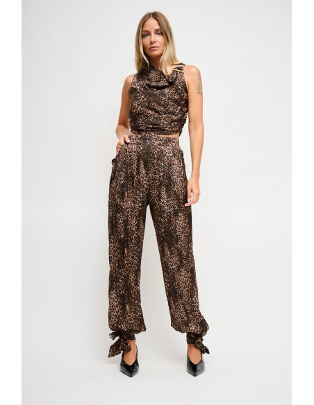 Maryley - Pantalon en viscose imprimé léopard