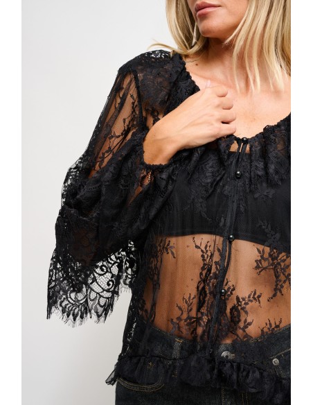 Maryley-kanten blouse met ruches