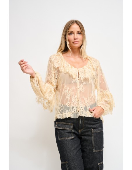 Maryley-kanten blouse met ruches